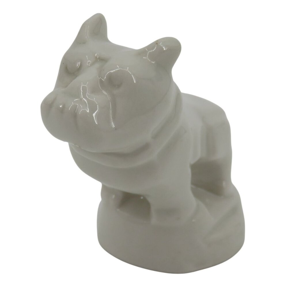 VTG White Ceramic Mack Truck Dog 2.65in Statue Figurine Bulldog Trucking Mascot